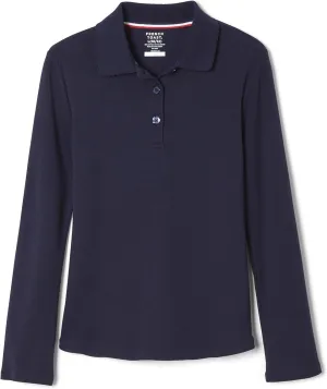 French Toast Girls' Uniform Long Sleeve Polo with Picot Collar (Standard & Plus)