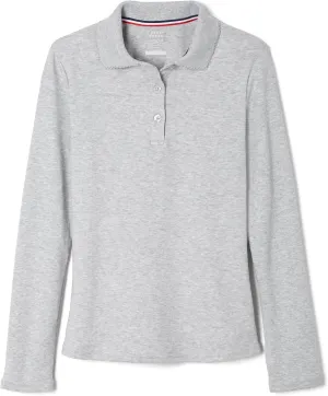 French Toast Girls' Uniform Long Sleeve Polo with Picot Collar (Standard & Plus)