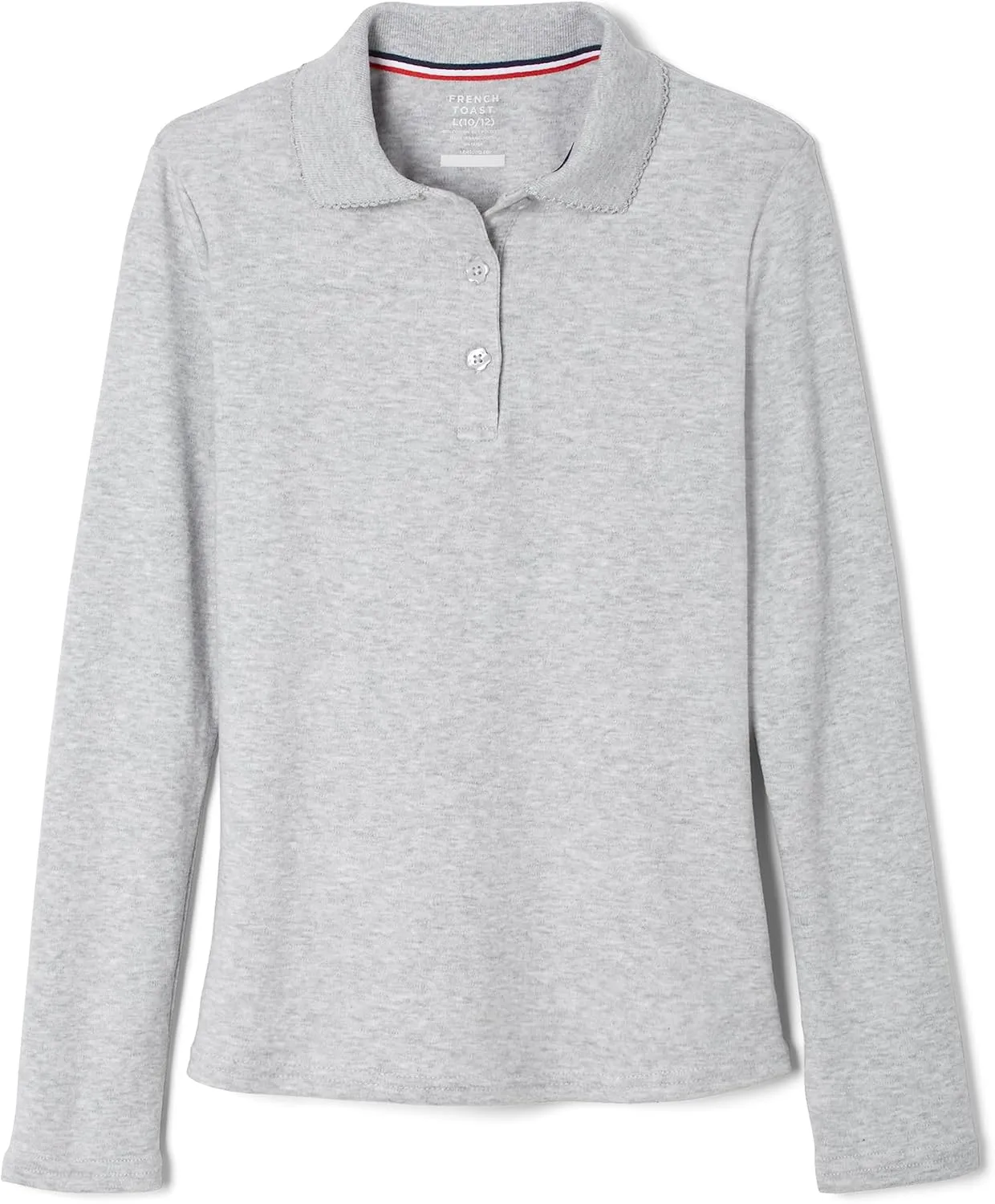French Toast Girls' Uniform Long Sleeve Polo with Picot Collar (Standard & Plus)