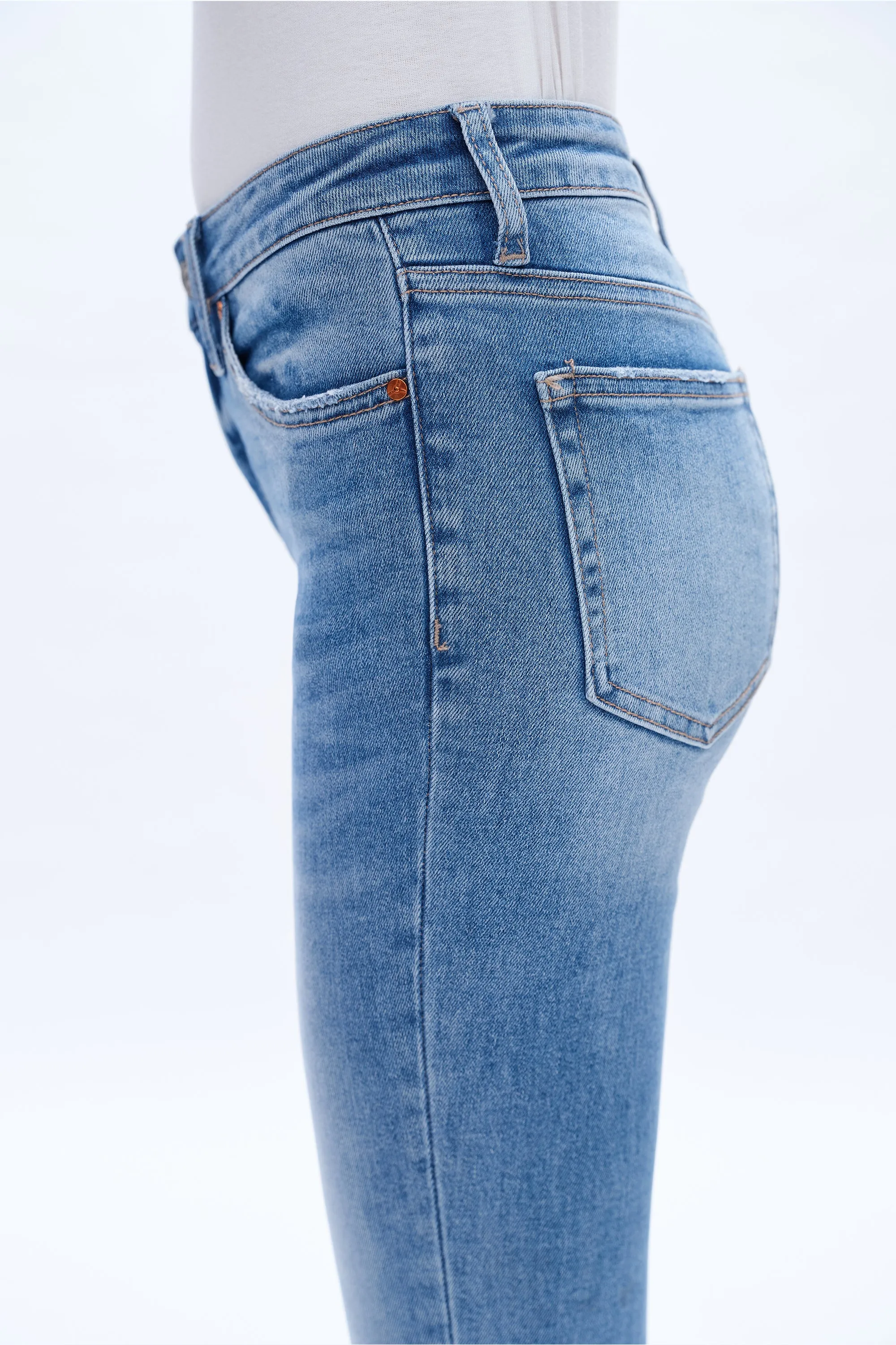 High Rise Slim Straight Denim Jeans
