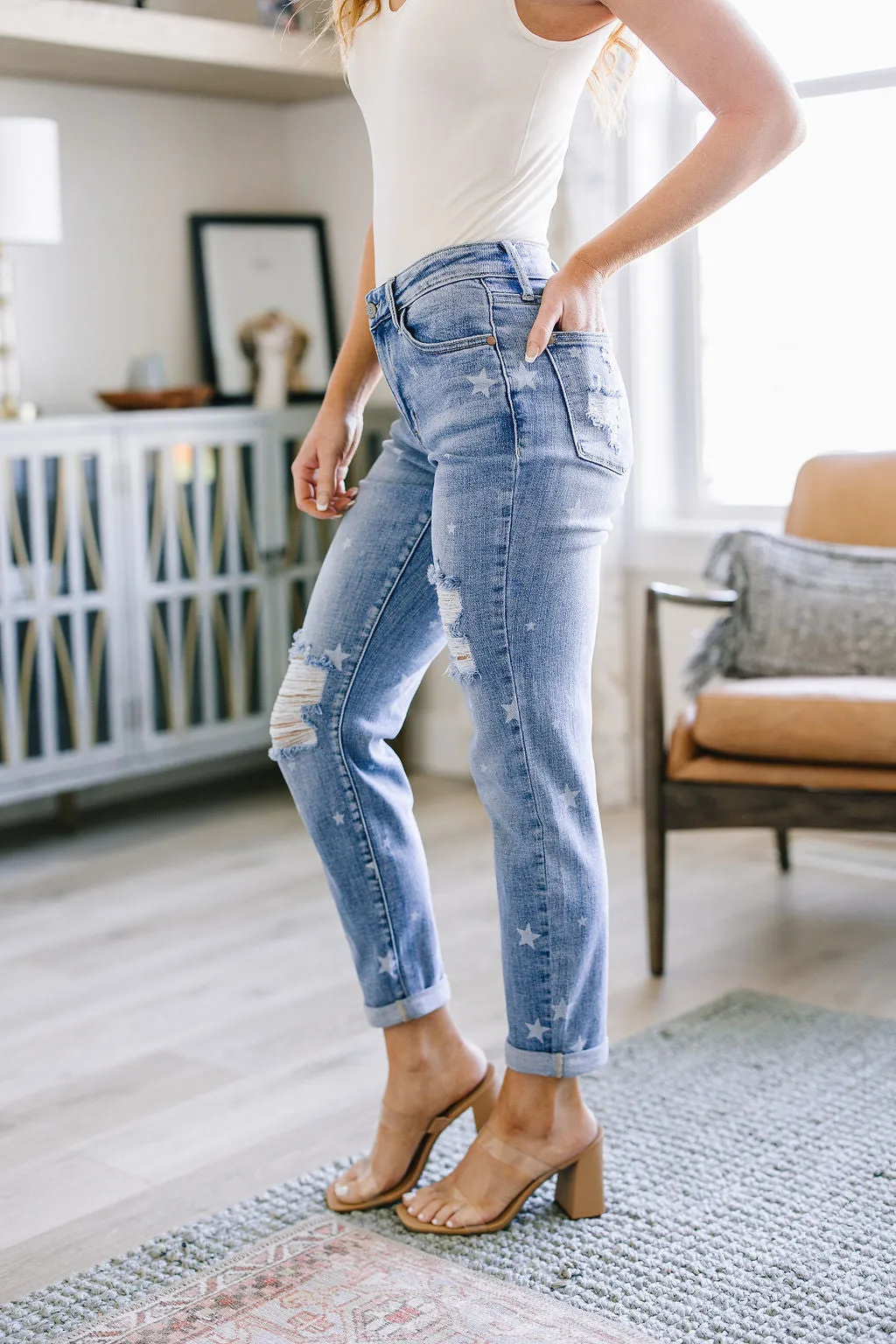 Juliet Star Crossed Boyfriend Jeans by Judy Blue