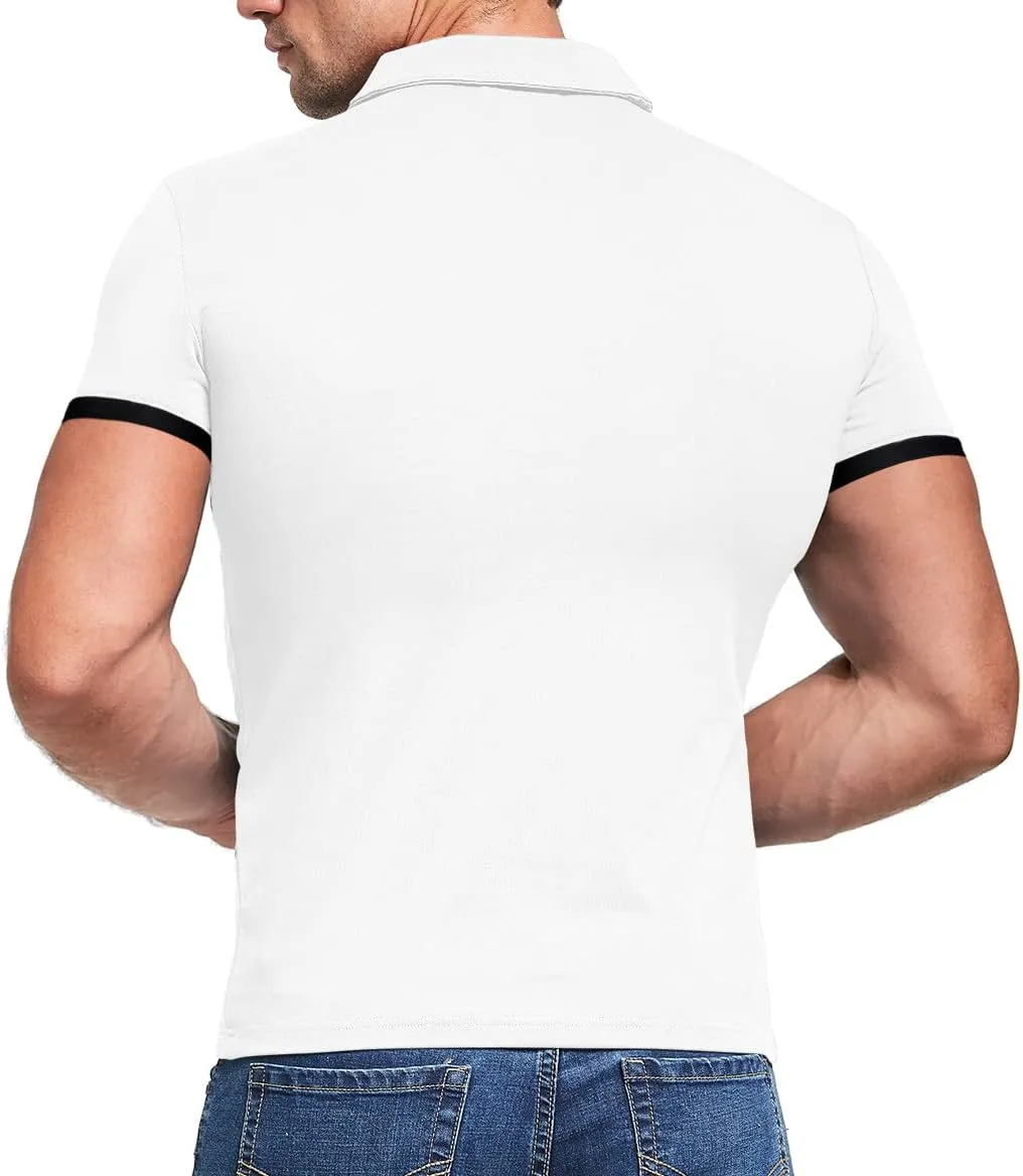 KUYIGO Men's Short&Long Sleeve Polo Shirts Casual Slim Fit Solid Soft Button Cotton Pocket Collared Shirt