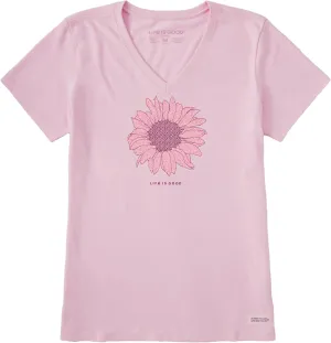 Life is Good Women's Crusher Tee, Short Sleeve Cotton Graphic T-Shirts, French Sunflower