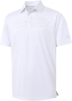 M MAELREG Golf Shirts for Men Quick Dry Short Sleeve Casual Stylish Moisture Wicking Chest Print Collared Mens Polo Shirts