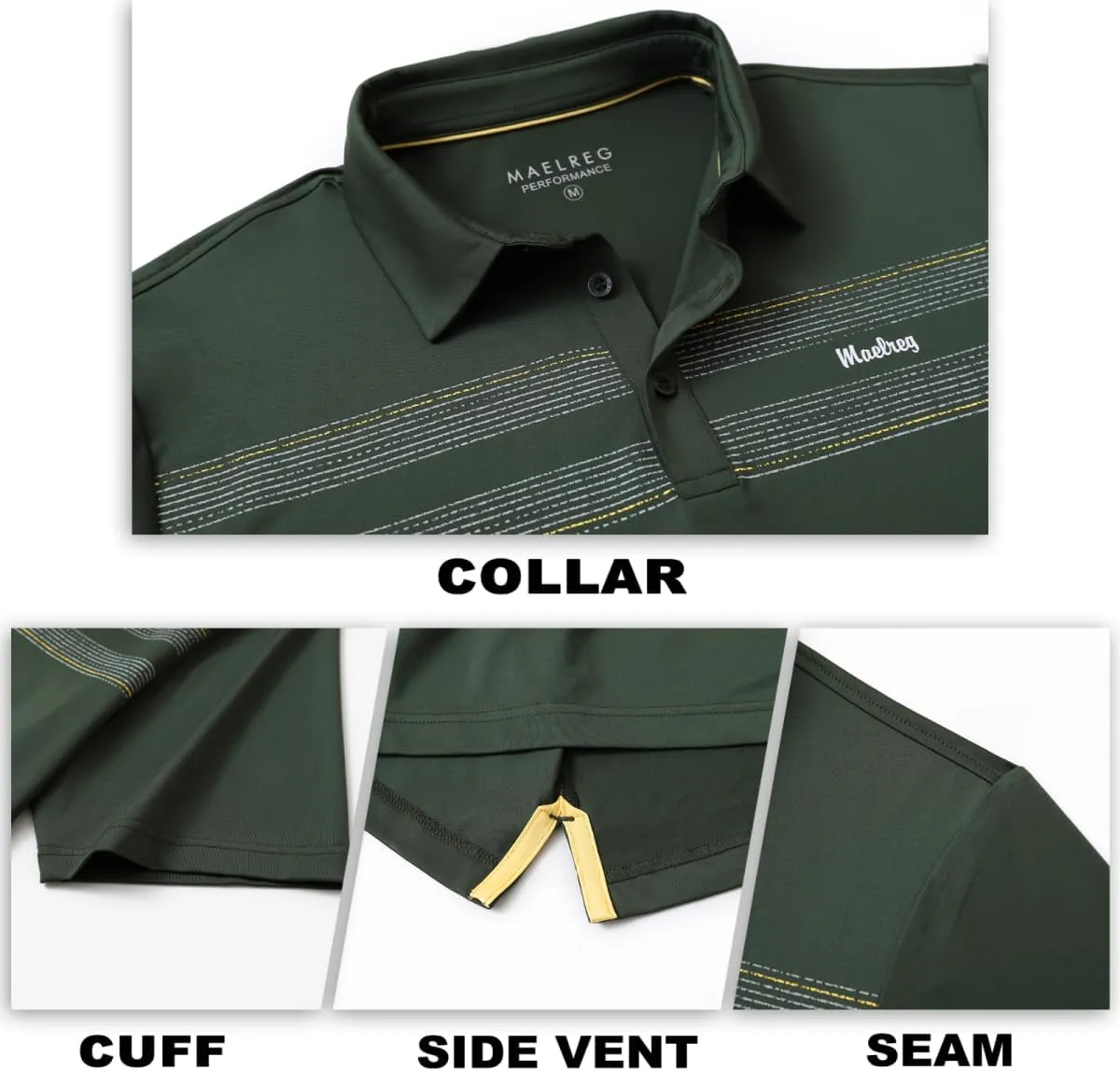 M MAELREG Golf Shirts for Men Quick Dry Short Sleeve Casual Stylish Moisture Wicking Chest Print Collared Mens Polo Shirts
