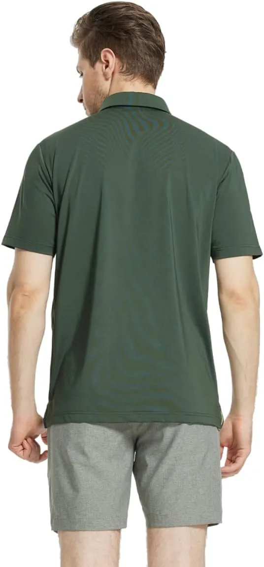 M MAELREG Golf Shirts for Men Quick Dry Short Sleeve Casual Stylish Moisture Wicking Chest Print Collared Mens Polo Shirts