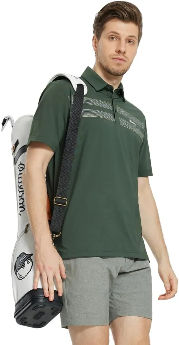 M MAELREG Golf Shirts for Men Quick Dry Short Sleeve Casual Stylish Moisture Wicking Chest Print Collared Mens Polo Shirts