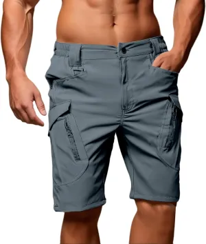 Mens Hiking Cargo Shorts Tactical Quick Dry Classic Shorts Elastic Waist Stretch Breathable Pant with Multi Pocket