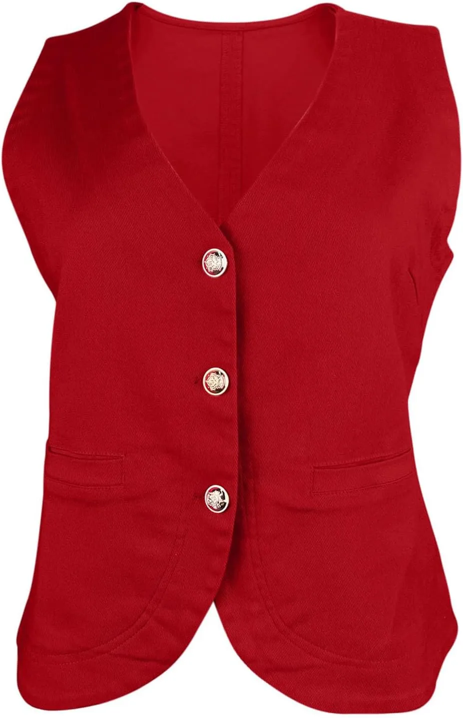 PRETTODAY Women's V Neck Denim Vest Button Down Sleeveless Casual Jean Waistcoast Top