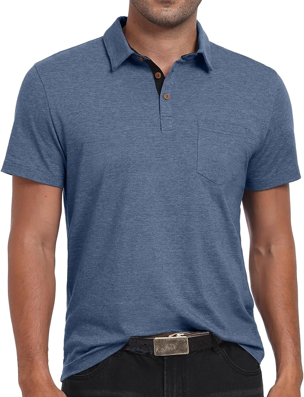 Sailwind Men's Cotton Polo Shirts Short Sleeve Casual Summer Shirts Classic Collared Golf Shirt with Pocket