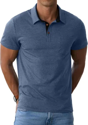 Sailwind Men's Cotton Polo Shirts Short Sleeve Casual Summer Shirts Classic Collared Golf Shirt with Pocket