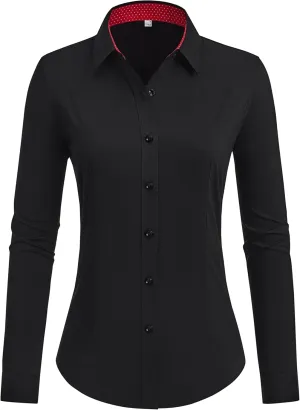 siliteelon Button Down Shirts for Women Dress Shirts Cotton Long Sleeve Shirts for Women Wrinkle Free Stretch Work Blouse