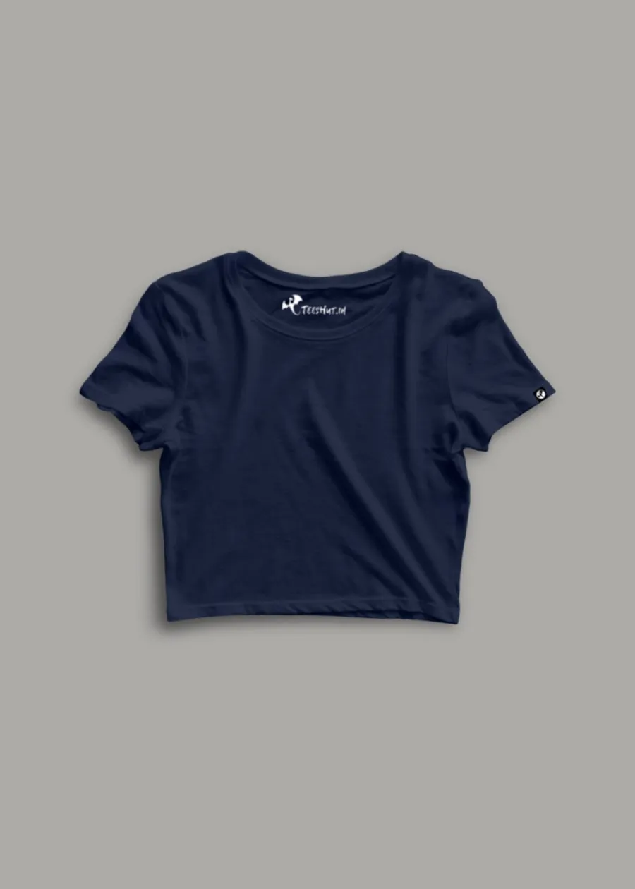 Solid Women Half Sleeve Crop Top - Classic Navy