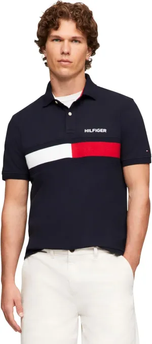 Tommy Hilfiger Men's Short Sleeve Cotton Pique Flag Polo in Regular Fit