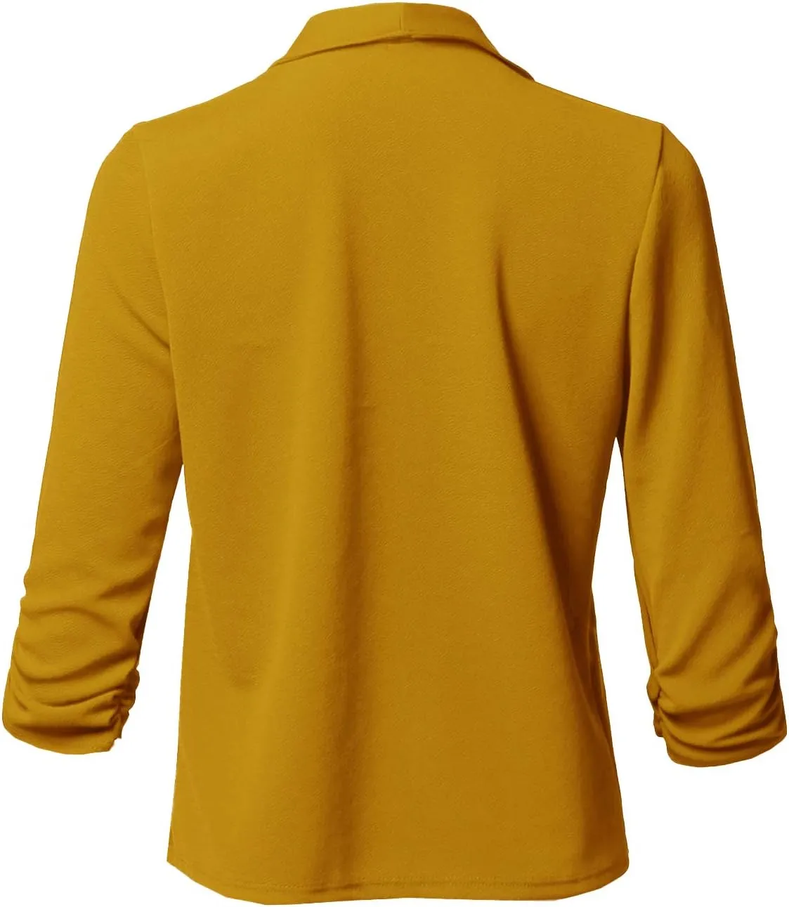 Women's Stretch 3/4 Gathered Sleeve Open Blazer Jacket