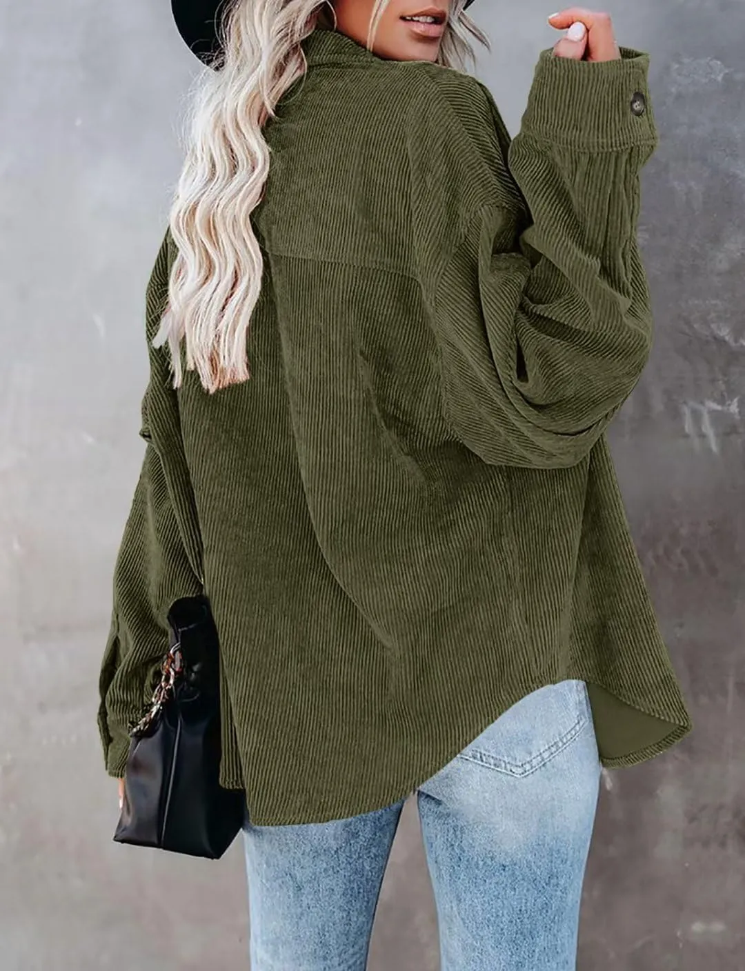 ZOLUCKY Womens Shackets Jacket Plus Size Long Sleeve Button Down Shirts Blouses Tops